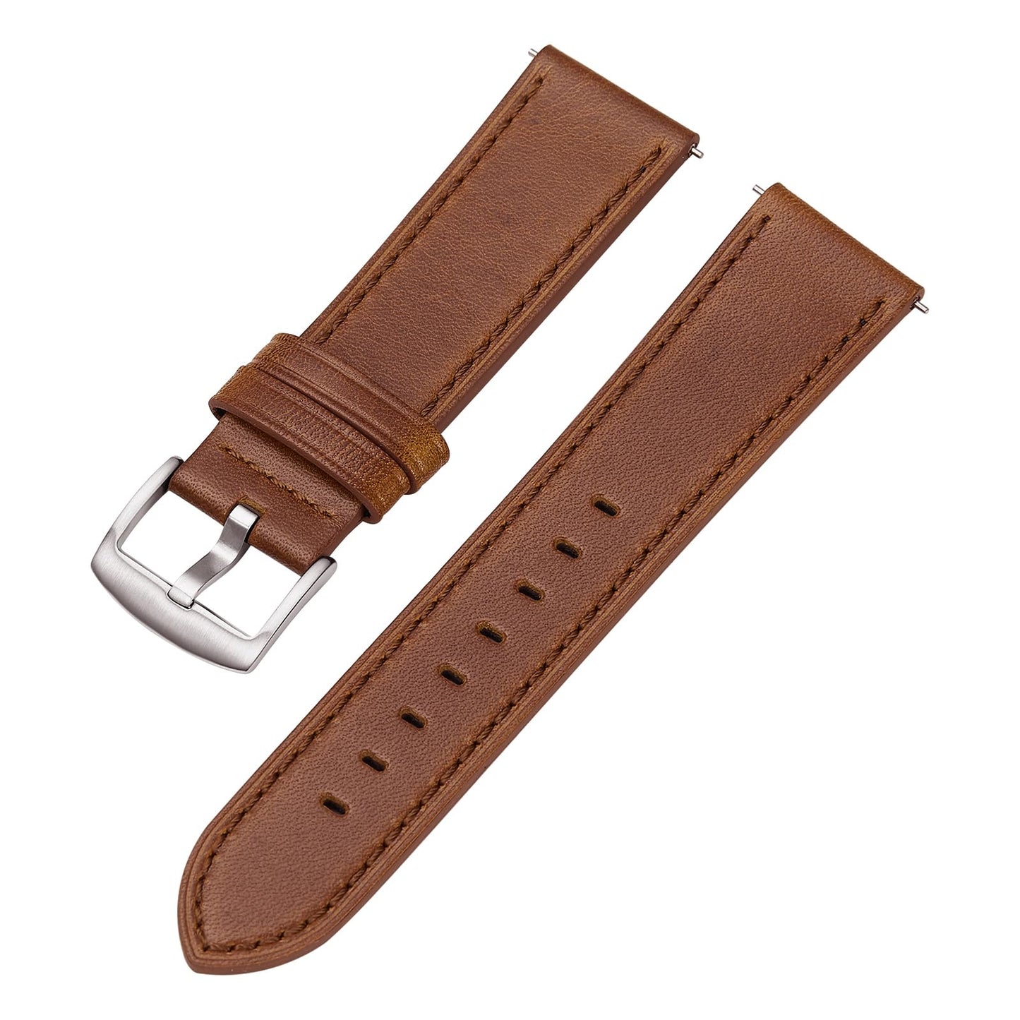 Afany Leather Watch Band 20mm, Quick Release Replacement Watch Strap, Brown for Men Women