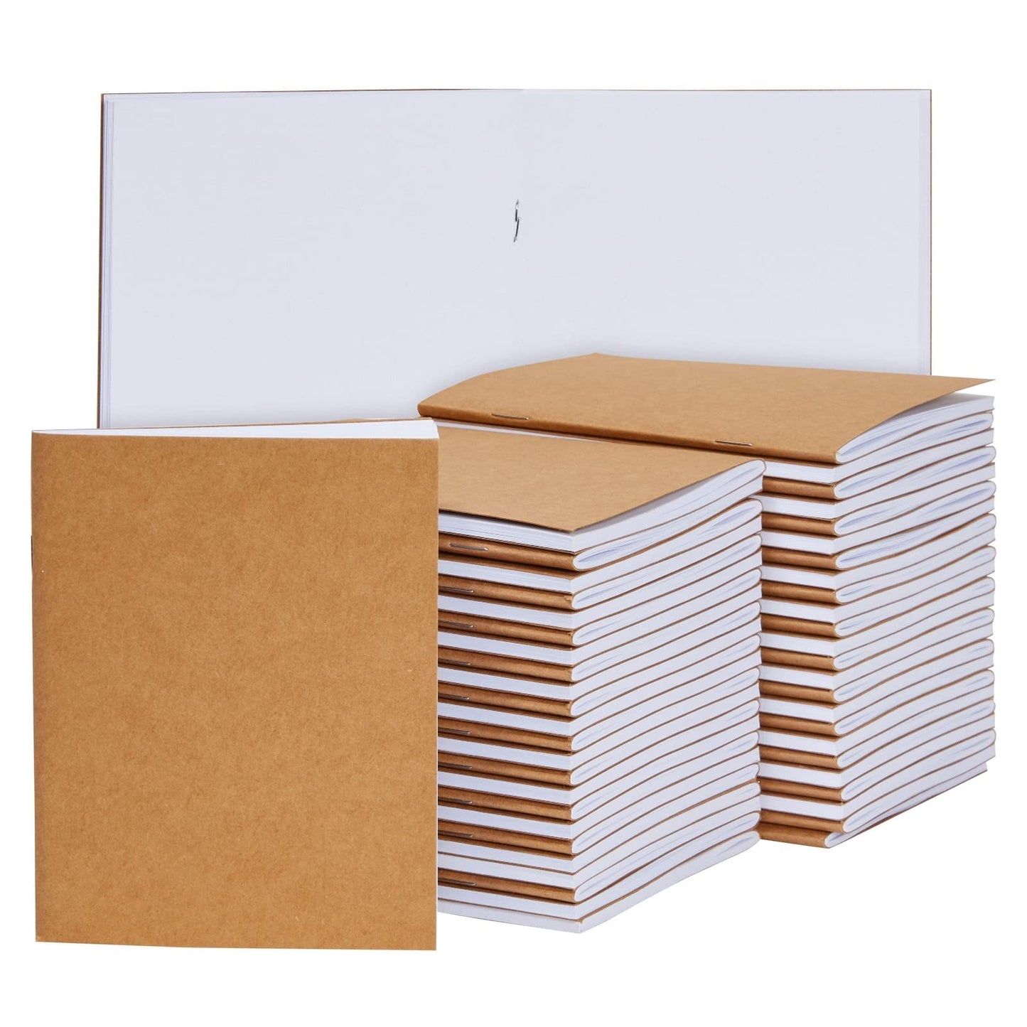 Paper Junkie 48-Pack Small Blank Notebooks Bulk - 4.25 x 5.5 in Brown Kraft Paper - Mini Journals Bulk Notebooks for Kids Sketching & Journaling