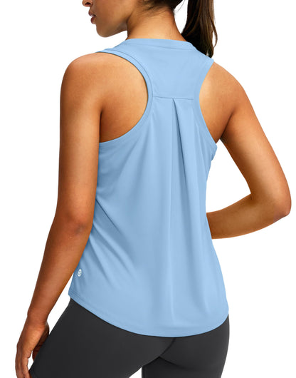Women's Workout Tops Racerback Athletic Tank Tops Sleeveless Loose Fit Yoga Running Gym Shirts for Women(Haze Blue,XXL)