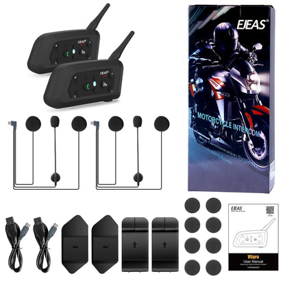 EJEAS V6 Motorcycle Bluetooth Headset, 2 Riders Motorcycle Intercom Helmet Communication System with Noise Reduction and Bluetooth 5.1 for Motorcycling Skiing and Climbing (1 Pack)
