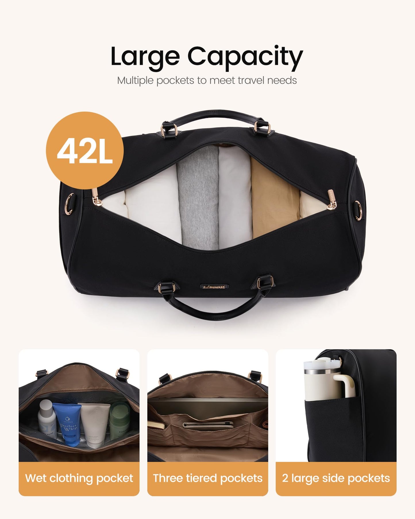 LOVEVOOK Garment Bags for Travel,3 in 1 Garment Duffle Bags for Travel with Shoe Pouch,Carry on Garment Bag for Women Men,Hanging Suitcase Suit Dress Business Travel Bag Weekender Bag