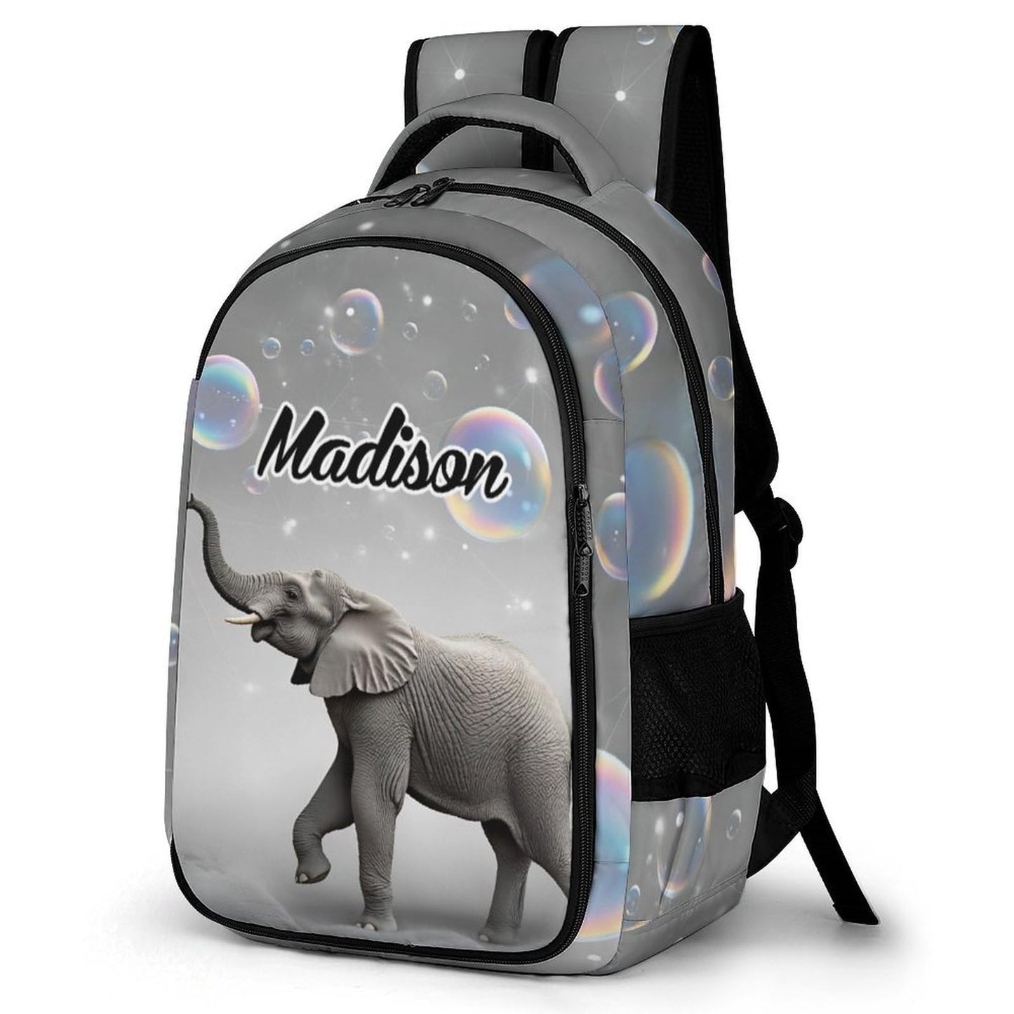 YMububWena Personalized Elephant Backpack for Students Custom Name School Bookbag Daypack for Boys Girls Gifts