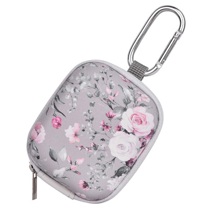 Earbud Case, AIRSPO Airpods 4 Case Airpods Pro 2nd Generation Earphone Organizer Carrying Case Small Storage Bag Hard EVA Shockproof Cover with Carabiner Clip (Grey Pink Rose)