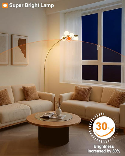 Lightdot 63IN Gold Floor Lamp 4-Lights Globe LED Floor Lamps with 3000K Soft Warm Golden for Wedding/Party, Modern Tall Lamp for Living Room/Bedroom (Bulbs Included)