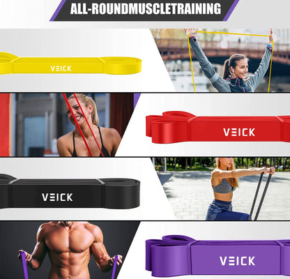 VEICK Resistance Bands for Working Out, Rubber Exercise Band Set for Men Women, Heavy Full Body Elastic Workout Bands Equipment for Home Fitness Gym, 4pcs
