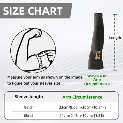 Schwer AIR-SKIN ANSI A5 Cut Resistant Arm Sleeves, Cooling Cut Sleeves with High Risk Cut Protection for Thin Skin, Gardening Safety Protective Sleeve for Farming, Yard, Pet Grooming, Black, 1 Pair