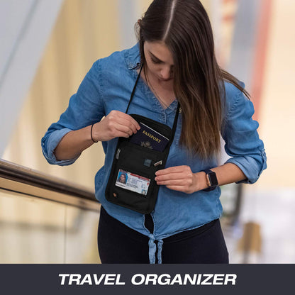 Lewis N. Clark RFID Blocking Stash Neck Wallet, Travel Pouch + Passport Holder for Women & Men, Black, One Size