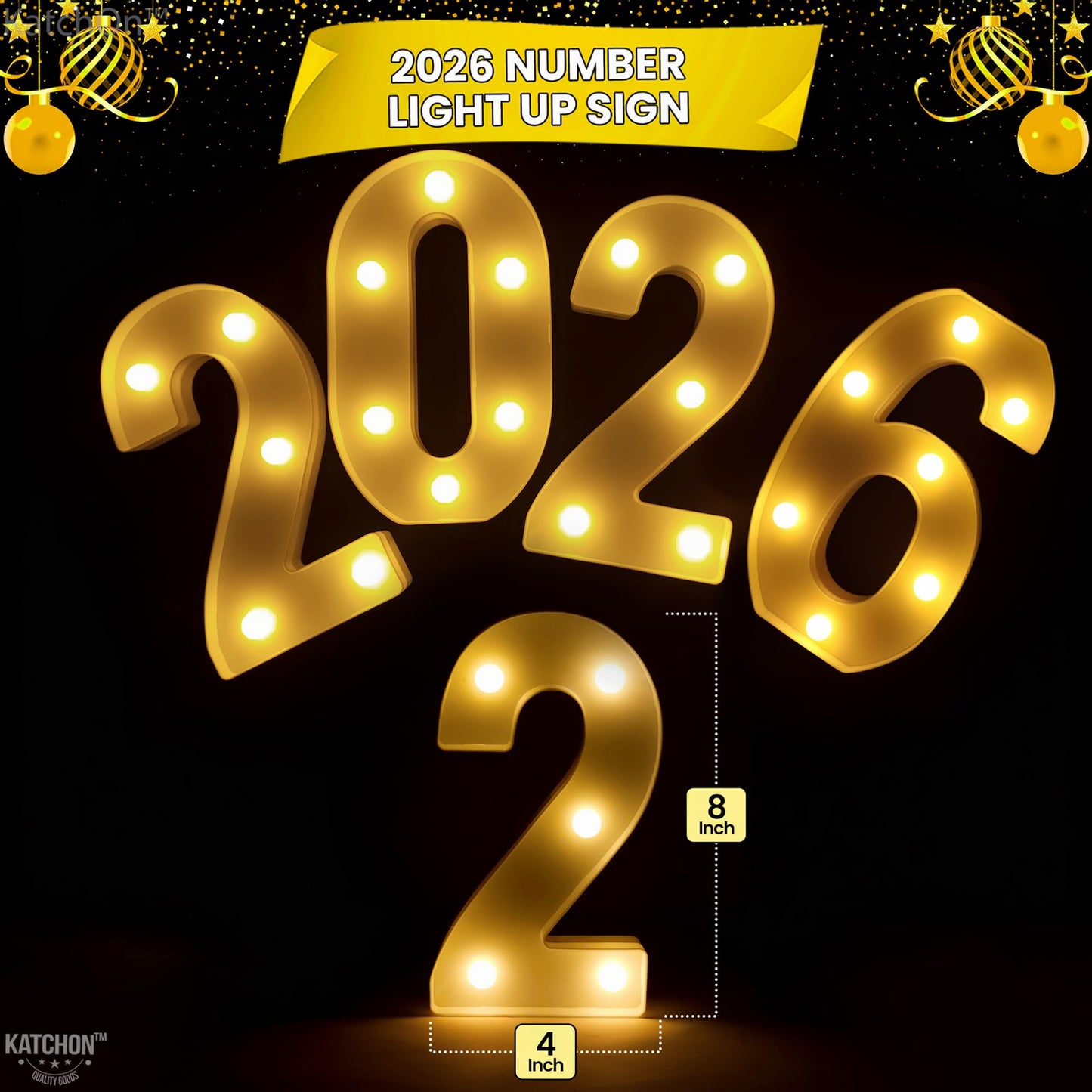 KatchOn, Led Light Up 2026 Sign - 8 Inch | 2026 Marquee Numbers for Graduation Decorations 2026 Light Up Numbers for Graduation Party Supplies 2026 Light Up Numbers for Graduation