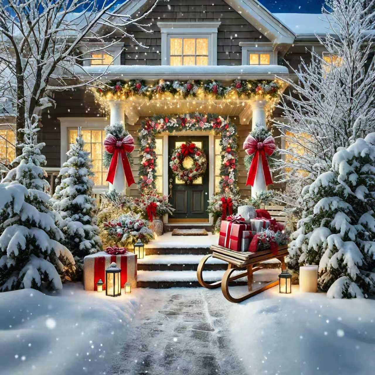 prelit 6ft Christmas Garland with 25 LED Lights with Timer, prelit red White Garland with Plenty Hand-Painted Ornaments,Festive Lighted Winter Decor for Front Door, Mantel, Stair & Fireplace