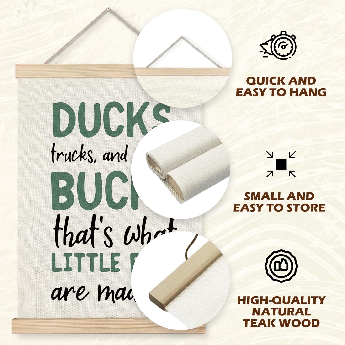Supwhd Boys Room Decor, Ducks Trucks and 8 Point Bucks Poster Hanger Frame, Boy Nursery Wall Decor for Toddler Little Boy Kids Room Playroom Nursery, 12x16 Inches