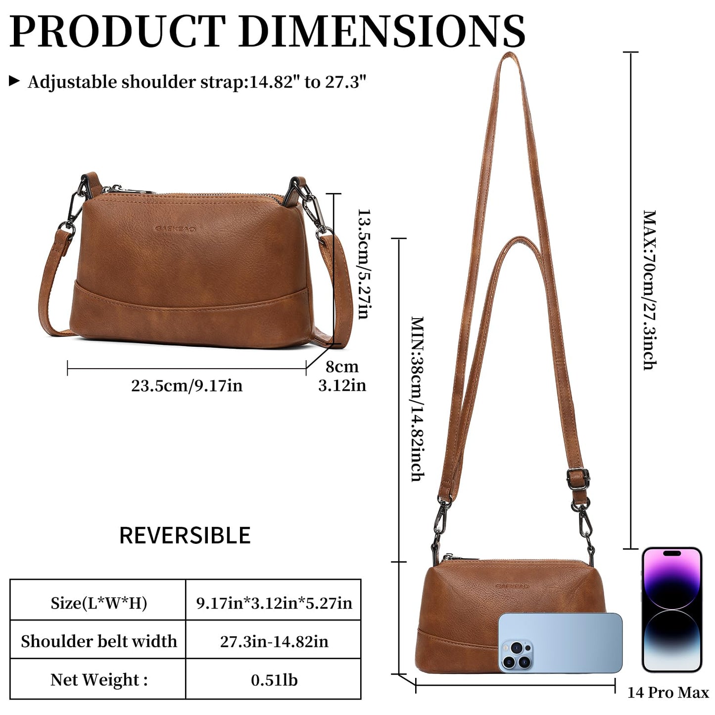 GAEKEAO Crossbody Bags for Women Small Cross Body Purses Vegan Leather Shoulder Bag Travel Purse with Adjustable Strap