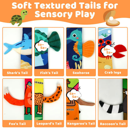 YOGINGO 2PCS Baby Books - Montessori Toys Cute Animal Theme Baby Cloth Books 6 to 12 Months, Soft Stuffed High Contrast Crinkle Infant Sensory Toys, Boys&Girls Kids Early Learning Gifts
