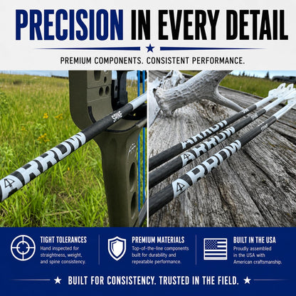Tooth Of The Arrow - Hunting Arrows - Premium 3k Carbon Weave - .003 Straightness - 300 and 350 Spine. Compound & Recurve Bow, Avaliable in 6 Pack. (350 Spine, 30 Inch)