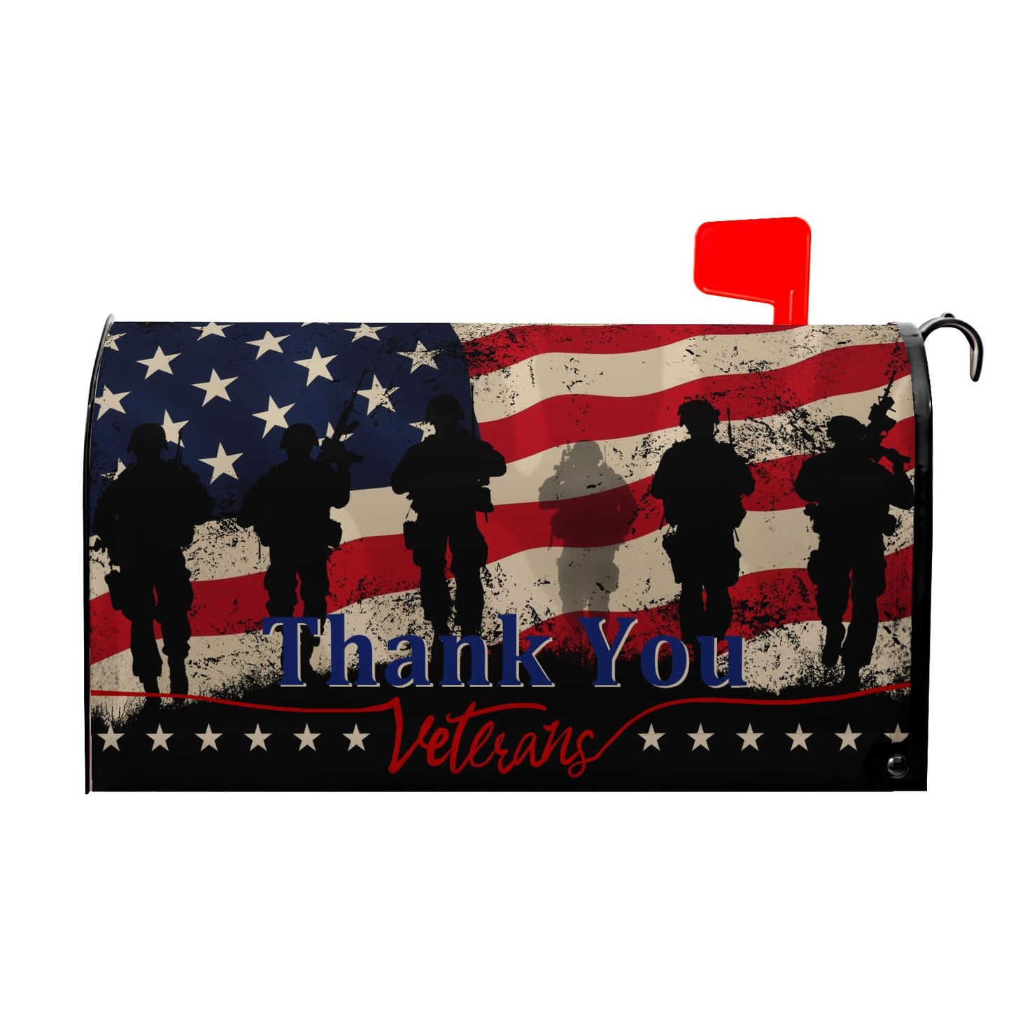 Patriotic Mailbox Covers Magnetic Memorial Day Mailbox Cover Veteran 4th of July Post Letter Box Cover Wraps 21x18 in Decorations for Farmhouse Garden Outdoor Decor Army Military American Flag