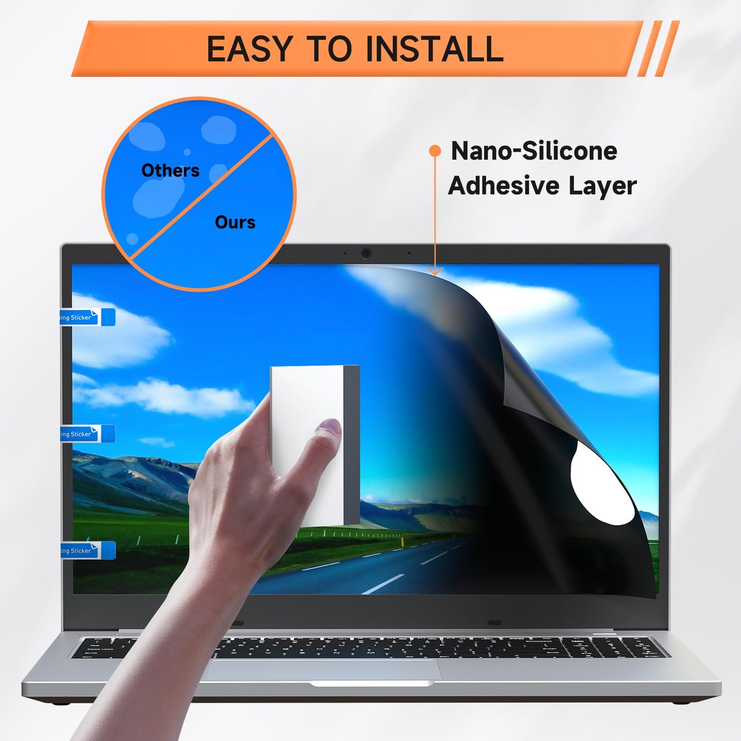 360° Privacy Screen for Laptop 16 Inch 16:10, 4 Way Computer Monitor Privacy Shield, Anti Glare Blue Light Filter Compatible with Lenovo Hp Dell Acer Asus Thinkpad Envy Xps