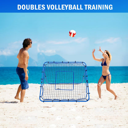 Volleyball Rebounder Net, Soccer Baseball Rebound Pitchback Net, 4x4ft Adjustable Target Practice Nets, Easy Setup Softball Bounce Back Trainer Equipment, Improve Sport Training Skills for Backyard