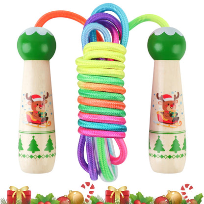 Jump Rope for Kids, Lorvain Adjustable Skipping Rope, Kids Jump Ropes with Wooden Handle for Girls Boys, Weighted Jumping Ropes for Fitness Workout Exercise Outdoor Fun Activity