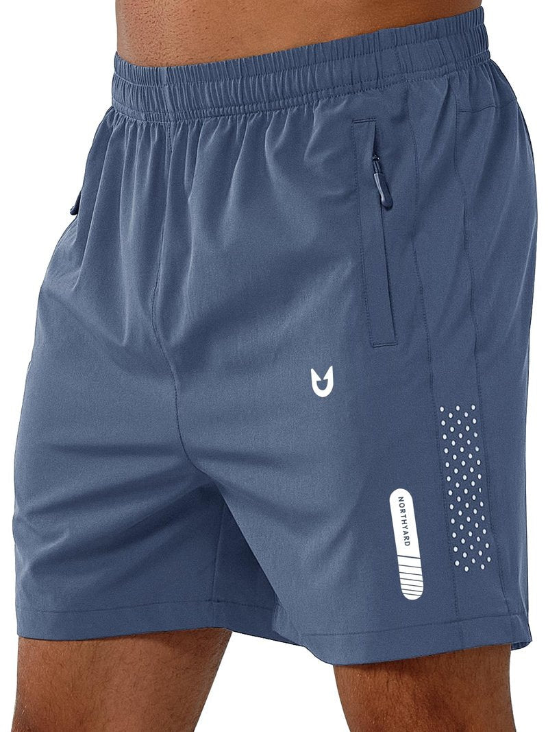 NORTHYARD Men's Athletic Running Shorts Gym Workout 7"/9"/5" Quick Dry Lightweight Sports Basketball Tennis 3 Zipper Pockets FEDERALBLUE-5inch XL