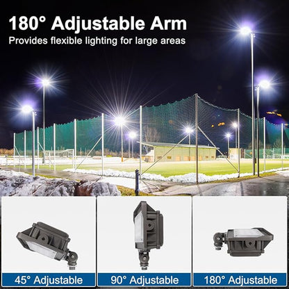 DAKASON 50W LED Flood Light Outdoor, Dusk-to-Dawn Photocell 180° Adjustable Knuckle, 6500LM 5000K Replaces 150-200W HPS/MH, IP65 Waterproof Outdoor Security Lighting Fixture, 100-277Vac, ETL Listed