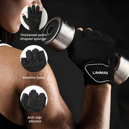 LiMMAX Workout Gloves Women，Weight Lifting Gloves for Women，Gym,Cycling,Yoga, Exercise, Fitness and Training,Featuring Full Palm Protection, Grip, and Shock Absorption Capabilities