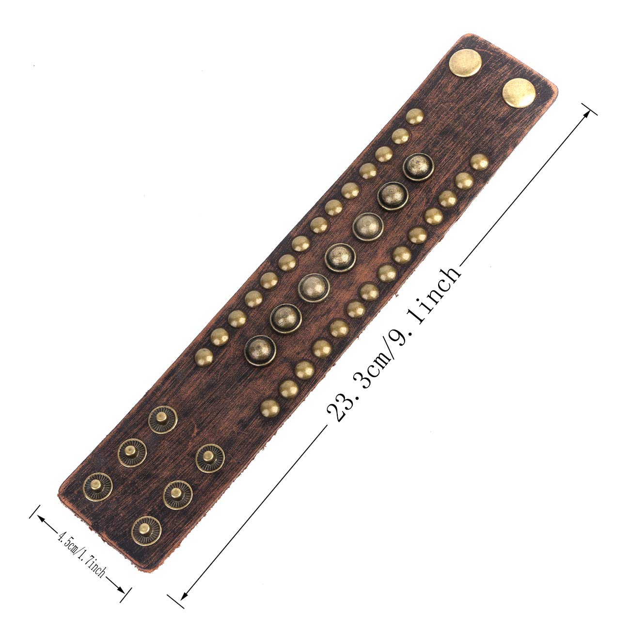 STWTR Men's leather wide waistband Wrist Cuff Bracelet Fashion Bracelet simple coffee adjustable