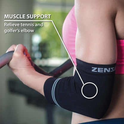 Zensah Compression Tennis Elbow Sleeve for Elbow Tendonitis, Tennis Elbow, Golfer's Elbow - Elbow Support, Elbow Brace (Small, Black)