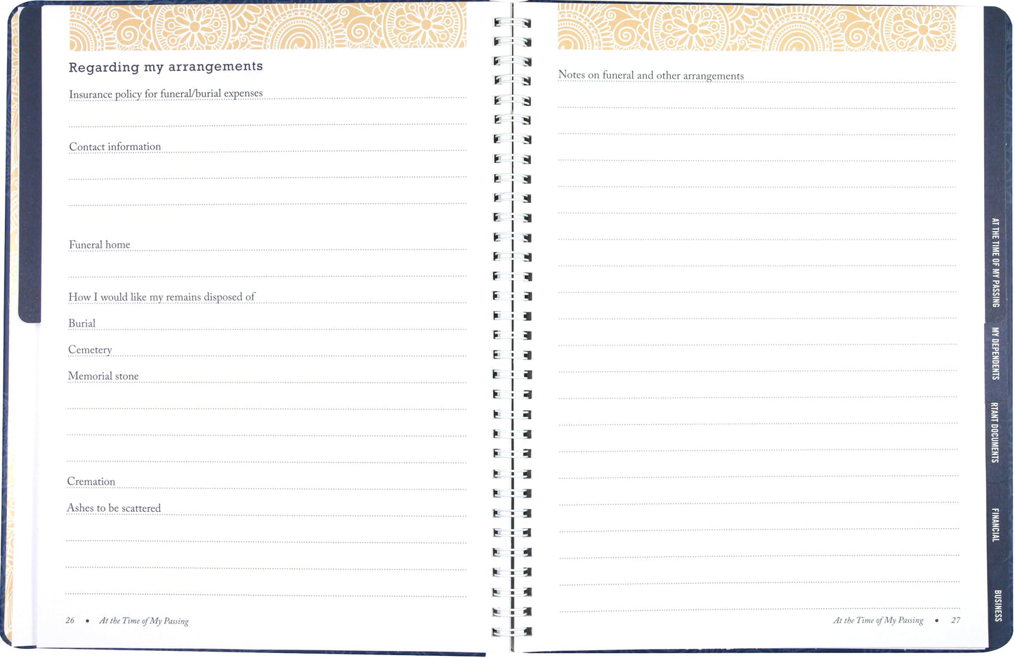 Peace of Mind Planner: Important Information about My Belongings, Business Affairs, and Wishes