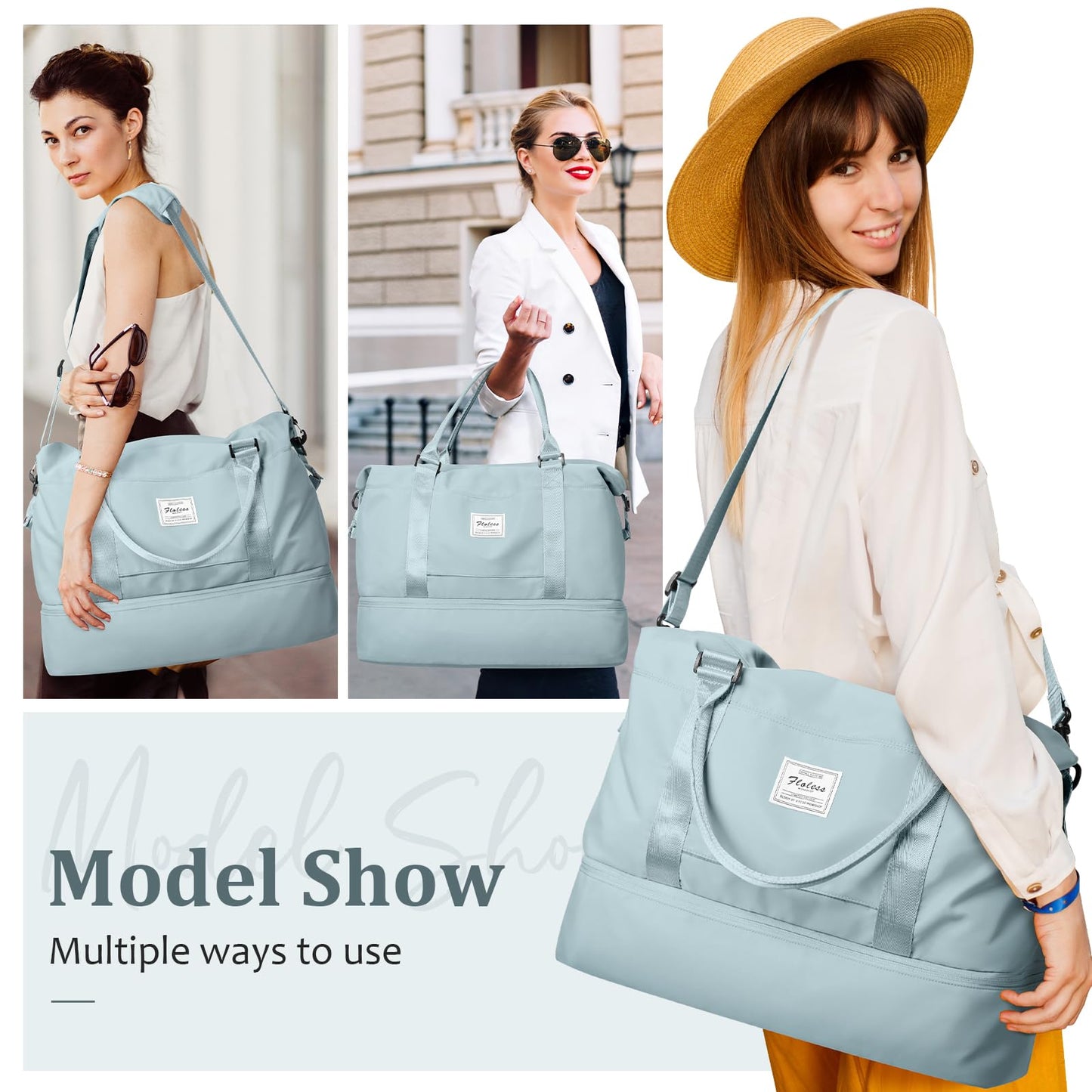 Weekender Bags for Women,Personal Item Travel Bag with Shoes Compartment,Overnight Travel Duffel Bag with Toiletry Bag