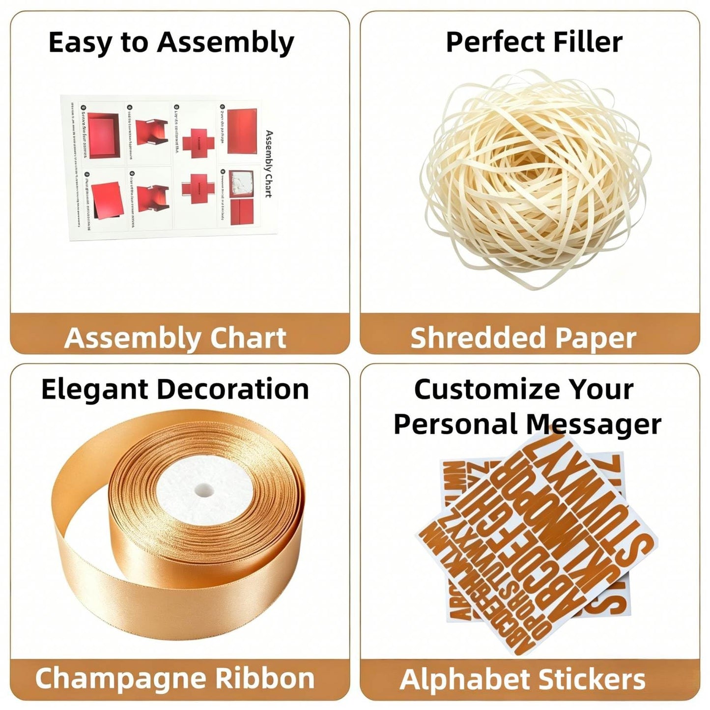PACKGILO Gift Box 10x10x8 Inches，Blue Gift Box with Lid for Christmas，Anniversary，Birthday，Square Boxes with Crinkle Paper，Ribbon，Alphabet Stickers