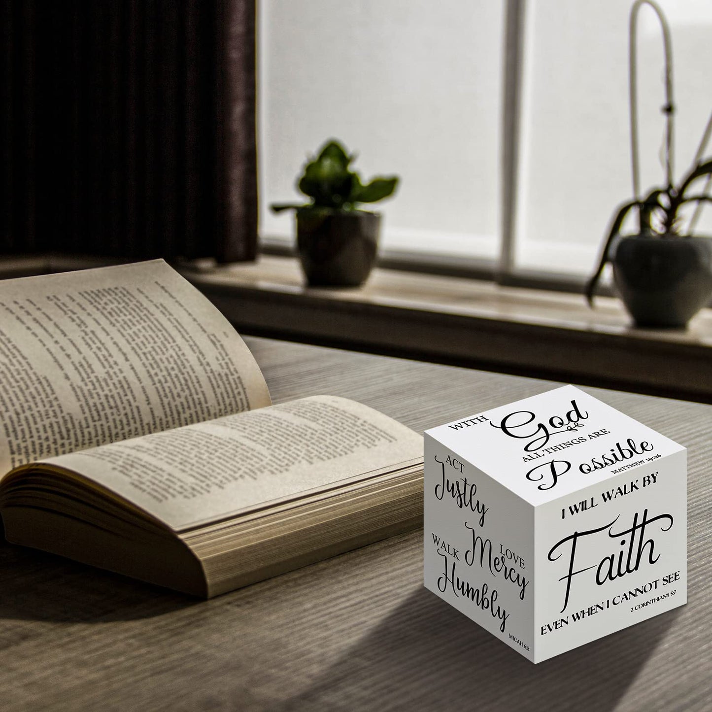 2 Pcs Bible Verse Mini Wood Signs Father Day Gift Christian Decor Be Still and Know Religious Sign Wooden Scripture Desk Decor Rustic Bible Verse Blocks Home Word Plaque, 3.35 Inch(Vivid Style)