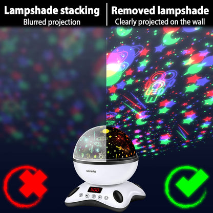 Moredig Kids Night Light Projector, Remote Baby Night Lights for Kids Room with 12 Music Nursery Night Light Projector for Kids Timer 2 Projections 18 Light Modes, Gifts for Baby Kids - Black