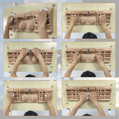 Two Stones Hangboard Rock Climbing Pull Up Bar Designed Training for Climbing, Wooden Fingerboard Climbing Finger Board Training Board for Building Core Strength and Endurance (CJ-HB2051)
