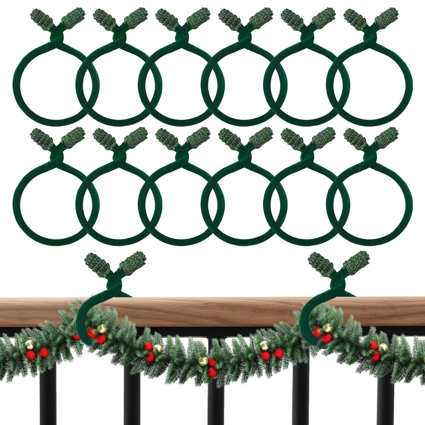 10PCS Garland Ties for Valentines Day Velvet 20 Inch Decorative Flexible Twist Ties for Xmas Holiday Light Banisters Stairways Railings Home Decoration Gift Wrapping (20 inches, Pack, 10)