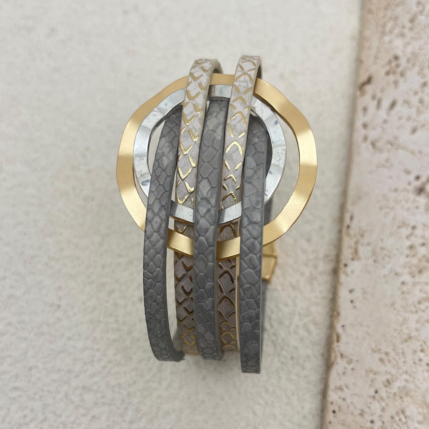 YYWANGART Women Leather Wrap Bracelet Layered Leather Gold Double Disk Cross Wrap Bracelet Handmade Multi Strand Cuff Bangle for Women