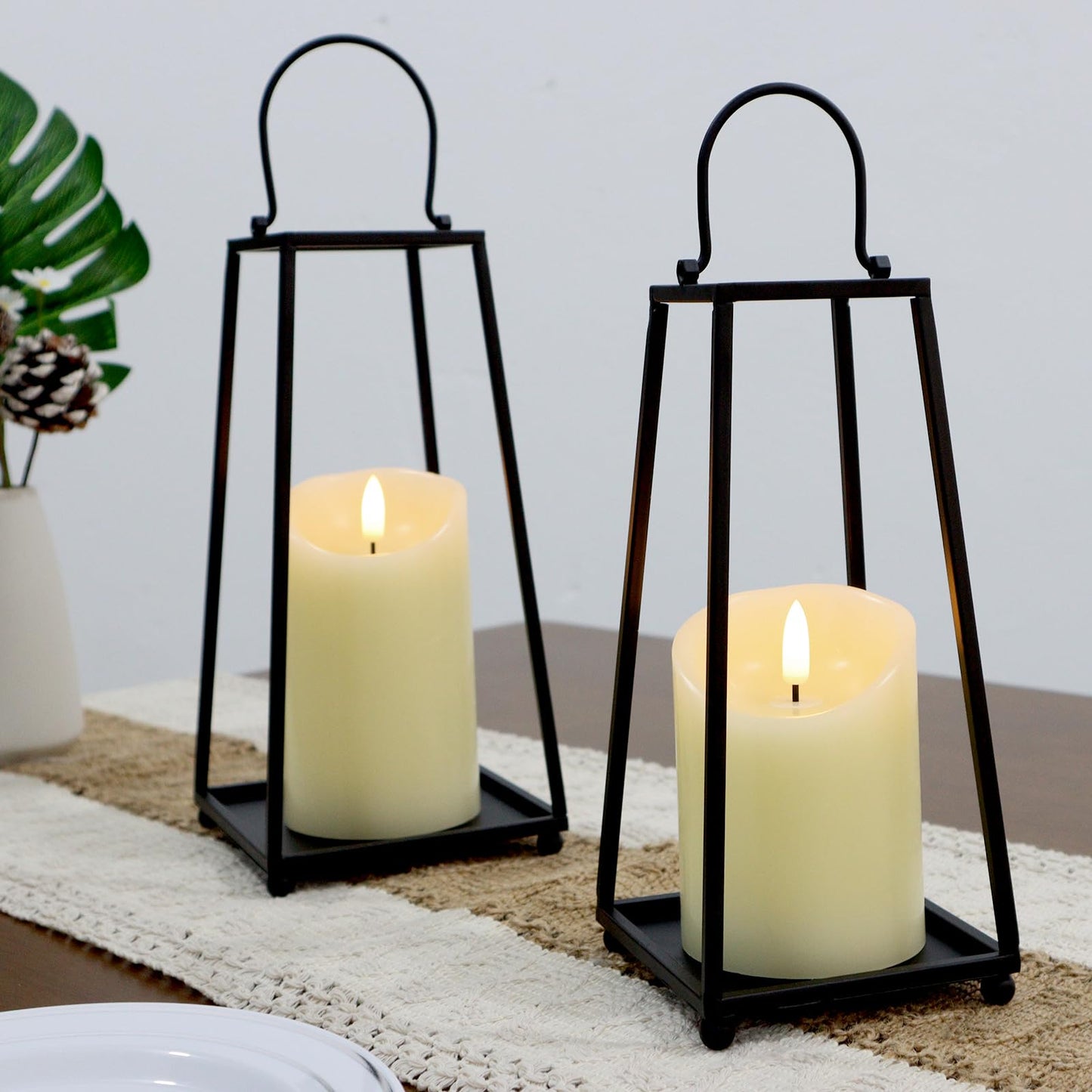 Warmhere Flameless Candles Battery Operated with Remote Timer, 3D Flame Flickering, Last 500+ Hours Battery Candles, Ivory Real Wax LED Pillar Candle for Wedding Home Christmas Decorations, Set of 3