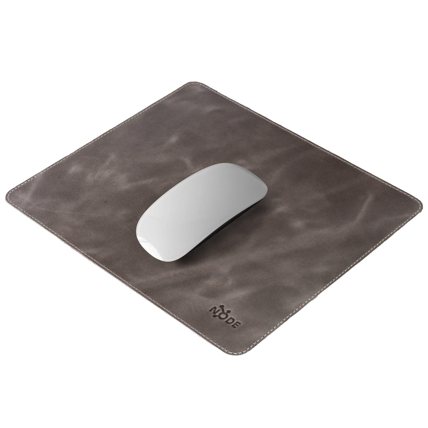 Node Leather | Genuine Leather Mouse Pad for Office & Home – Non-Slip Premium Leather Mouse Mat – Handmade, 9" X 10" Size, Cloudy Light Gray