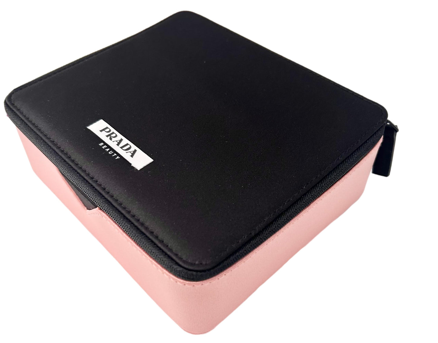 Prada Black Pink Train Case Beauty Fragrance Paradoxe Cosmetic Pouch Makeup Bag (EMPTY MAKEUP BAG) - Approx MEDIUM 7L x 6H x 2.5W - 0697