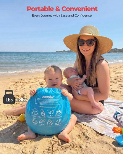 Portable Baby Beach Tent - UPF 50+ Sun Shelter with Mosquito Net | Ideal Pop-Up Kids Travel Tent with Carry Bag & 2 Stakes