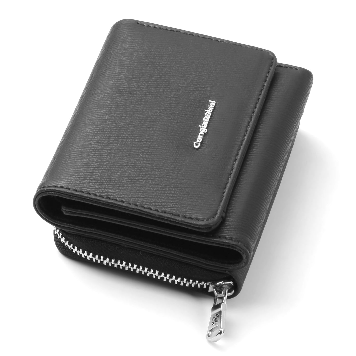 CengizPakel Vegan Leather Wallet for Women – Compact Bifold Card Holder with Zipper Pocket, ID Window & Multiple Card Slots