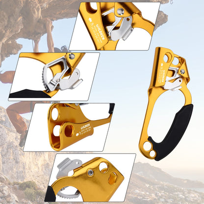 WILDKEN Climbing Hand Ascender Outdoor Mountaineering Tree Arborist Climbing Rappelling Equip Hand Ascender for 8-12MM Rope Left Right Hand Ascender
