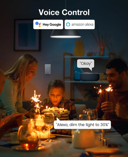 GHome Smart 3 Way Dimmer Smart Switch Can Work Separately Or Work with Traditional 3-Way Switch, Compatible with Alexa, Google Assistant, Neutral Wire Required, 2.4GHz WiFi Only, FCC Certified, 3 Pack