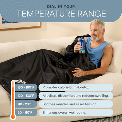 LifePro CozyWrap Sauna Blanket with Dual-Zone Heat— Infrared Sauna Wrap for Deep Sweating & Relaxation — Portable Infrared Blanket 90–180°F Temp Control & 5 Thermal Wraps Included