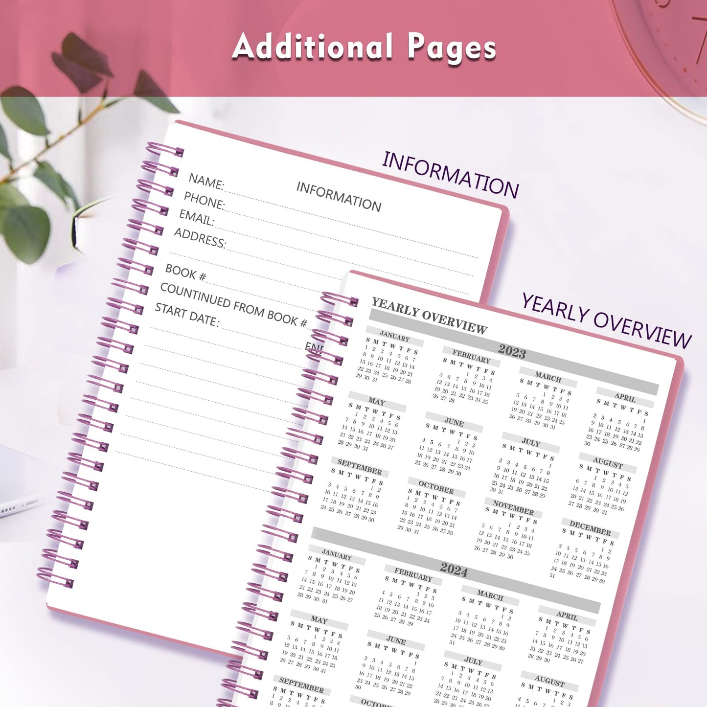 Check Registers for Personal Checkbook, Spiral Large Check Register Book, Budget Planner with Check Register for Personal and Work, 7.5'' x 10'' - Pink