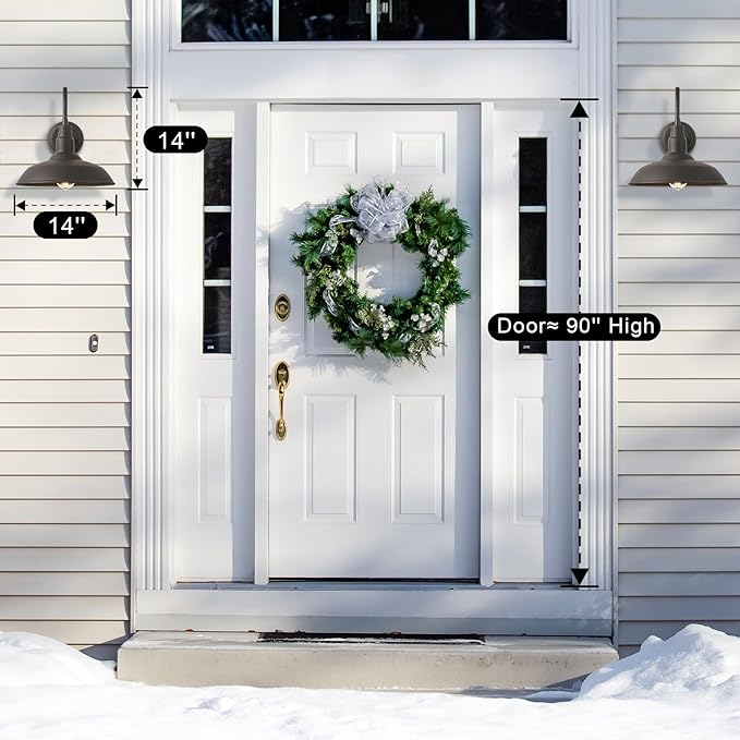14in Dome Outdoor Gooseneck Lights for Barn, Dark Bronze Exterior Farmhouse Light Fixture with Wall Mount, Outside Goose Neck Wall Sconce for Patio, Porch, Entryway