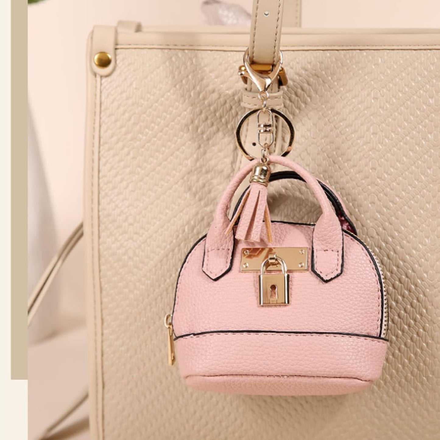 VINWO Womens Unique Change Purse Creative Mini Tote Bag Charms Leather Coin Keychain Wallet (Red)