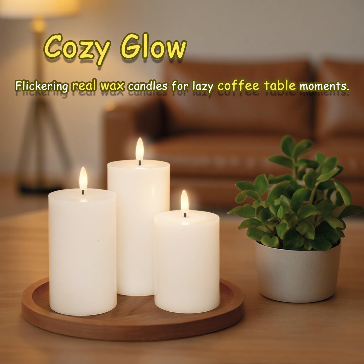 JOIONE Flameless Pillar Candles with Remote, 3 Pack Battery Operated Real Wax LED Candles, LED Candle that Perfect for Home Decorations Fireplace Table, White