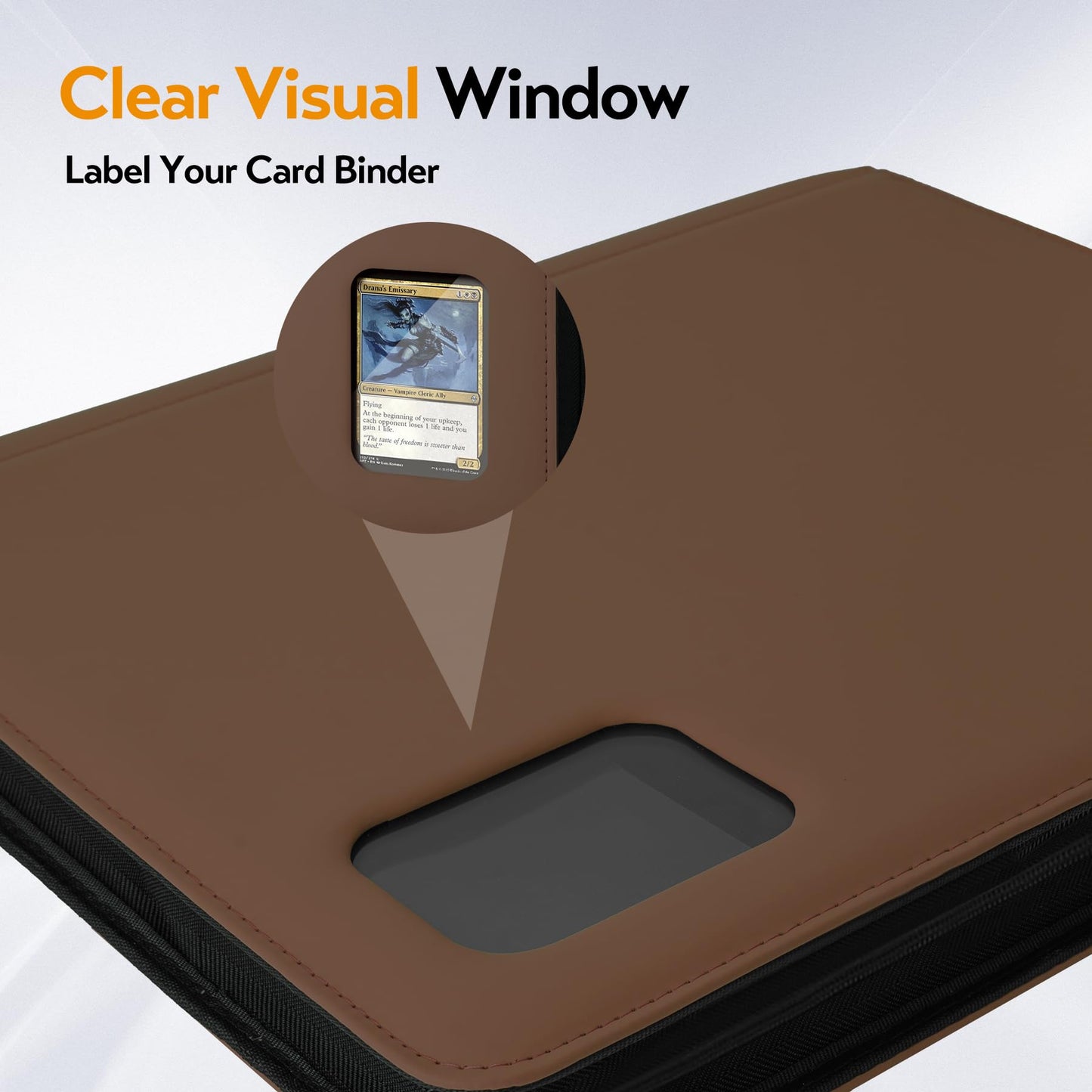 Top Loader Binder for Cards (Clear Window), Holds 288 Cards in 3"x4" Toploaders, Trading Card Binder 9 Pocket for TCG, MTG, YGO, Game Cards, Sports Cards(Coffee)