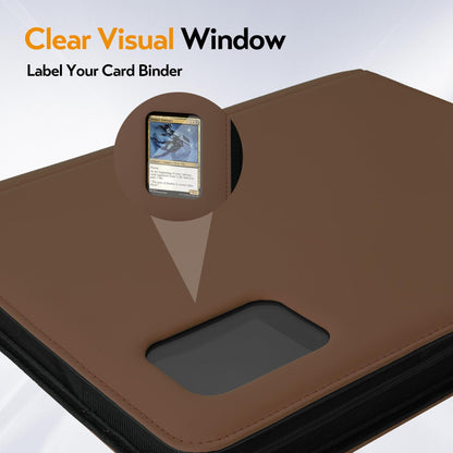 Top Loader Binder for Cards (Clear Window), Holds 288 Cards in 3"x4" Toploaders, Trading Card Binder 9 Pocket for TCG, MTG, YGO, Game Cards, Sports Cards(Coffee)