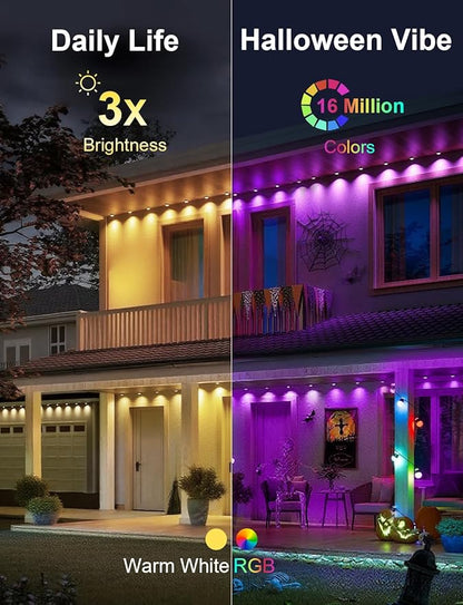 150Ft Permanent Outdoor Lights,Smart RGB Outdoor Lights with Remote APP Control, IP67 Waterproof Outside Light for House for Christmas, Halloween, Holiday, Party, Daily