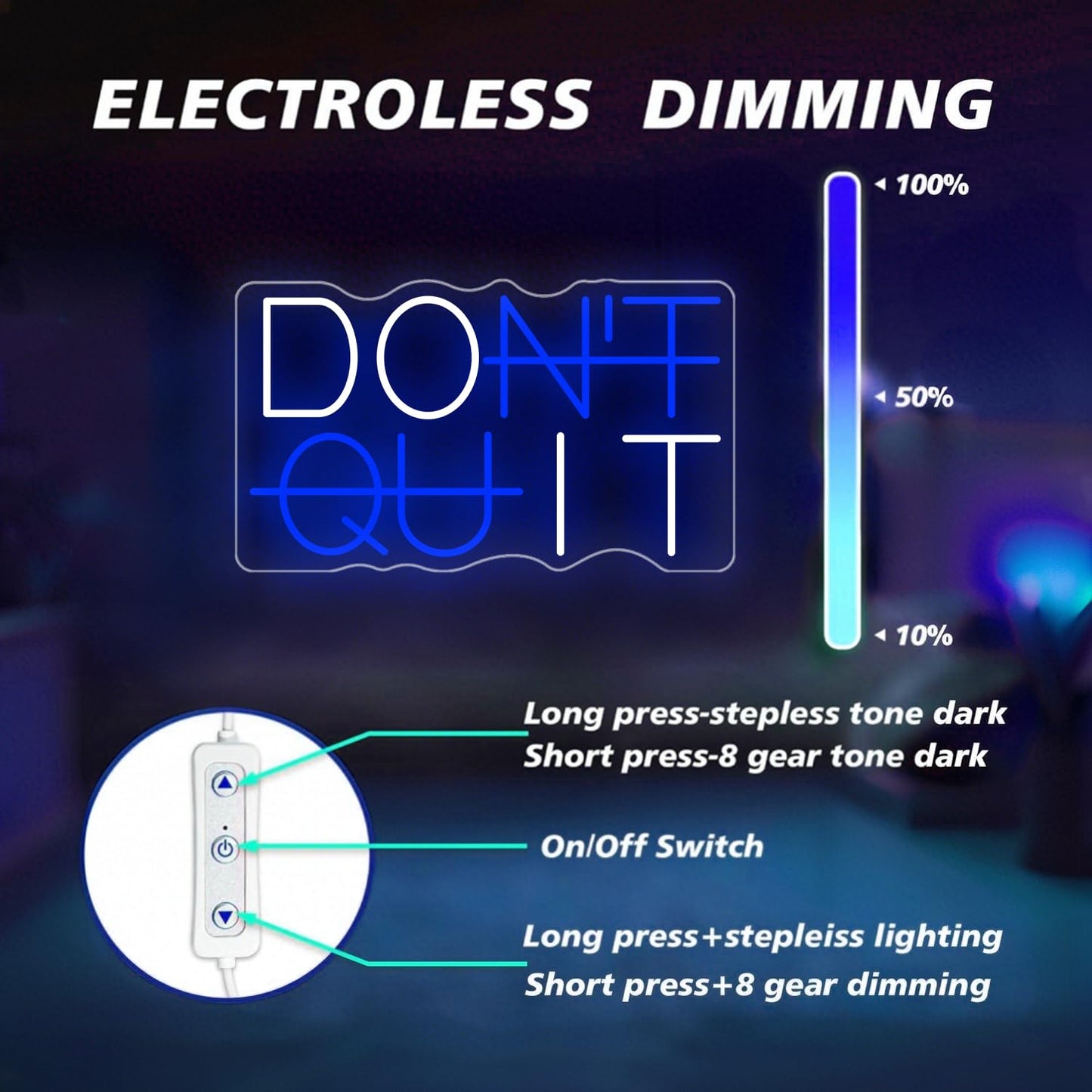 HAJAE Dimmable Don't Quit Neon Sign for Wall Decor, USB LED Light for Home Gym Bedroom Man Cave Office, DO IT Inspirational Gamer Room Decorations